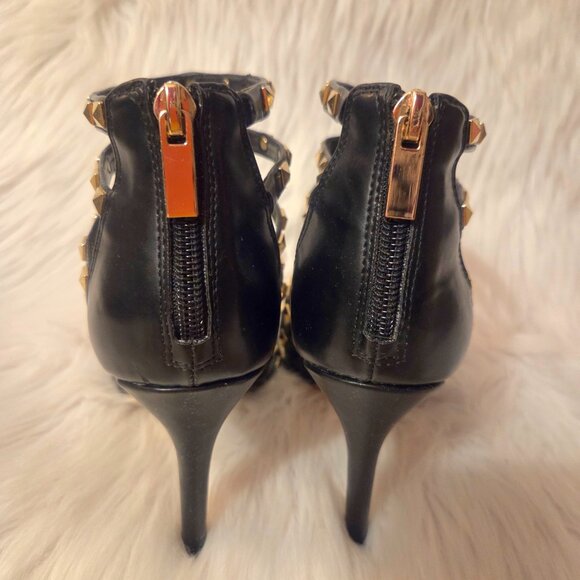 MIX No.6 Danela Black Leather Studded Embellished Stiletto Heel Pumps Size 7.5 - Picture 9 of 12